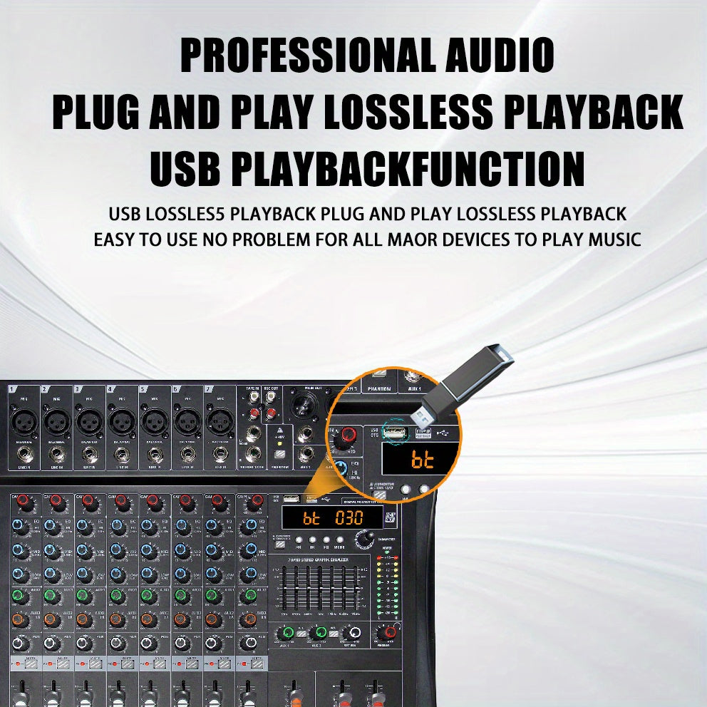 [Live Concert, Wedding DJ] Pro Audio Rack 8/ 12/ 16-Channel Mixing Console: Smartphone Wireless Control Via App, Studio-Grade 48V Phantom Power, 256 Multi-Fx with Parametric EQ | for Live Concert, Pub Stage, Wedding DJ And Corporate Events
