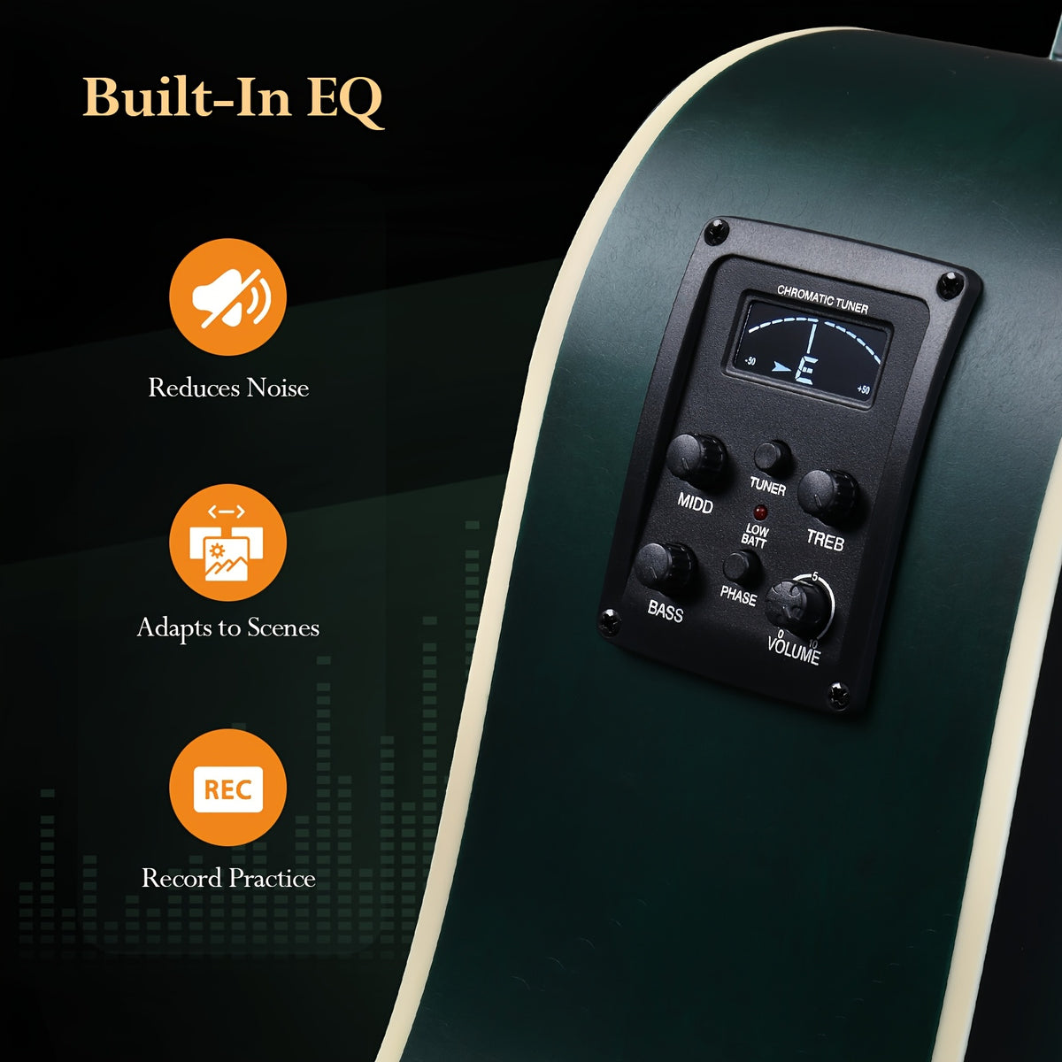 Bonnlo Electric Acoustic Guitar Kit, Full Size Acoustic Folk Guitar, 6-String, Cutaway Design, with AMP, Built-In Tuner, Bag, Strap, Picks, Complete Additions, ALL-IN-ONE Set for Beginner, Birthday/Festival Gift for Music Lovers