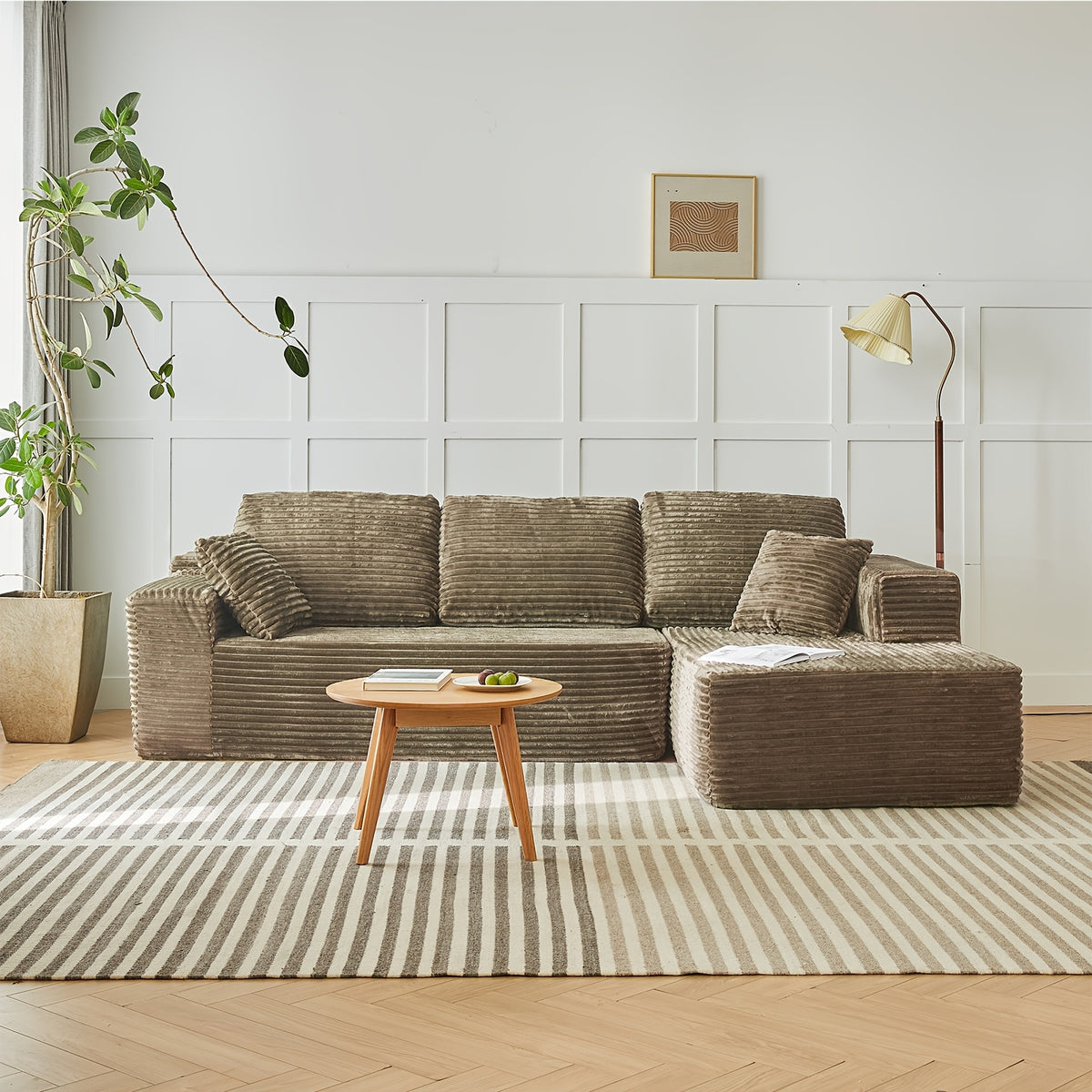 104" Cloud Modular Sectional Sofa Couch, Comfort L Shaped Sofa with Deep Seat, Modern Upholstered Couches for Living Room Bedroom, No Assembly Required, (Plush Corduroy)