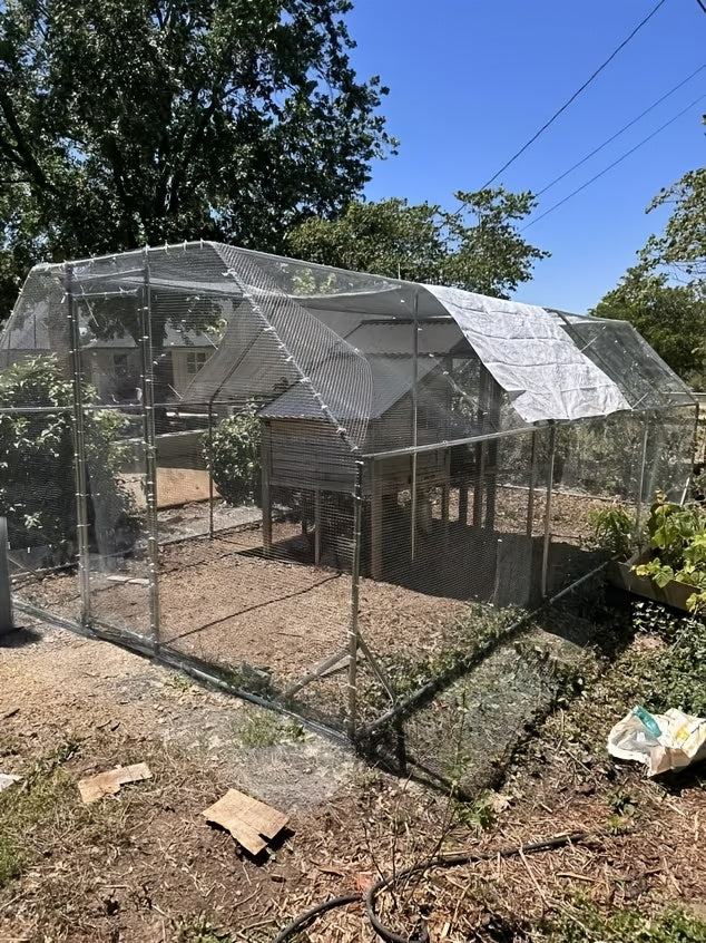 [Chicken Coop with Run] Large Chicken Coop with Run Walk-In Poultry Cage Chicken Runs House Pen Cage Dome Roofed Chicken Coops with Cover for Outdoor Backyard Farm Use, Raising Small Animals, Dome Roof