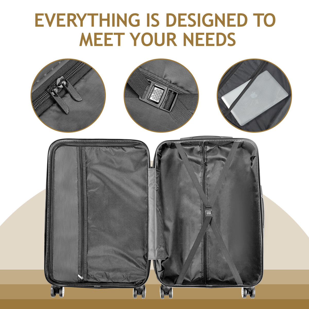 Nested Hardside Luggage Set in Purple, 4 Piece - TSA Compliant