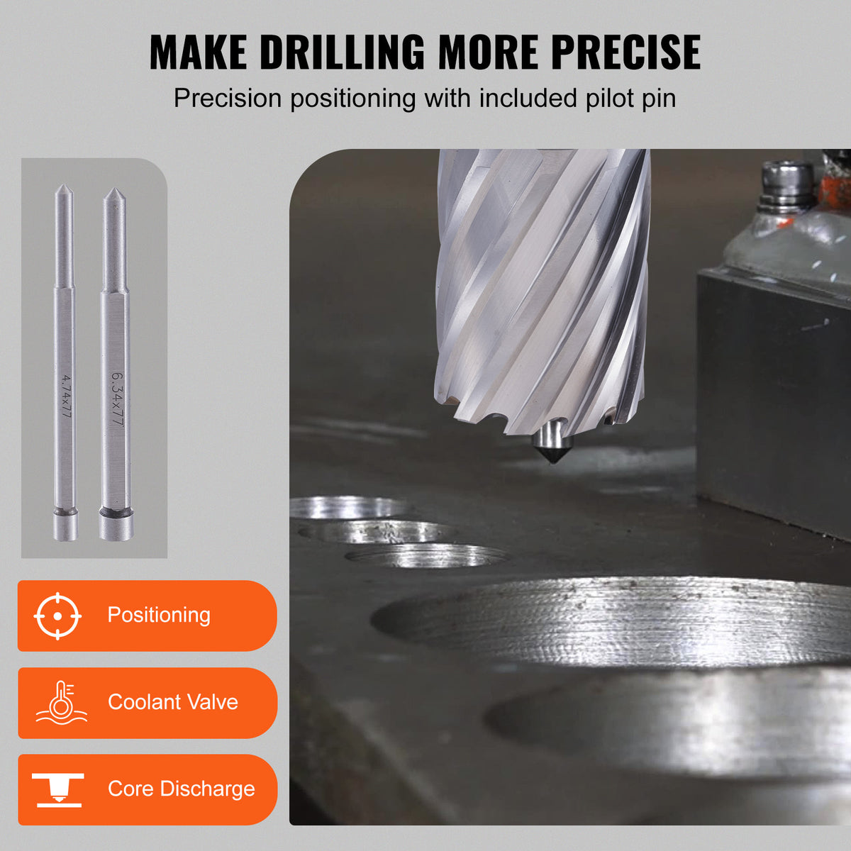 VEVOR Annular Cutter Set, 13 pcs Weldon Shank Mag Drill Bits, 1" Cutting Depth, 7/16" to 1-1/16" Cutting Diameter, M2AL HSS, 2 Pilot Pins, Hex Wrench and Portable Case, for Using with Magnetic Drills