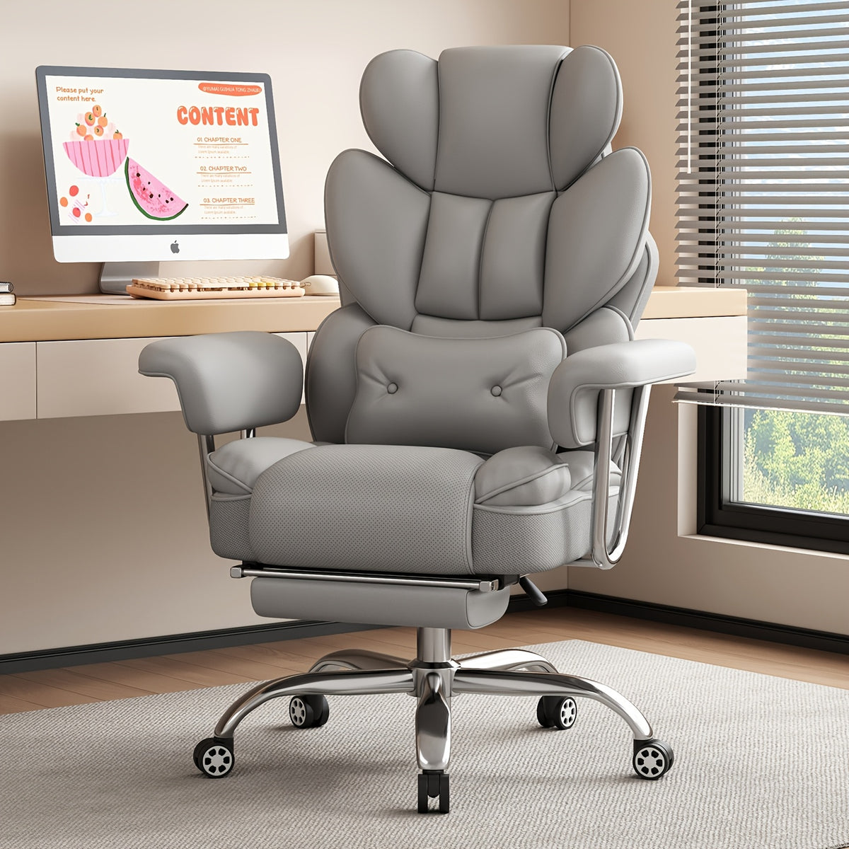 Executive Office Chair with Footrest — Oversized High-Back Recliner Rated to 500 lb for Home Desk Seating