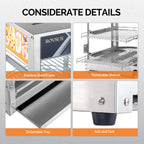 5-Tier Food Warmer Pizza Warmer Countertop, Food Warmer Display Pretzel Warmer with LED Lighting Removable Shelves Glass Door, Pastry Display Case for Buffet Restaurant Cafe, 110V 800W