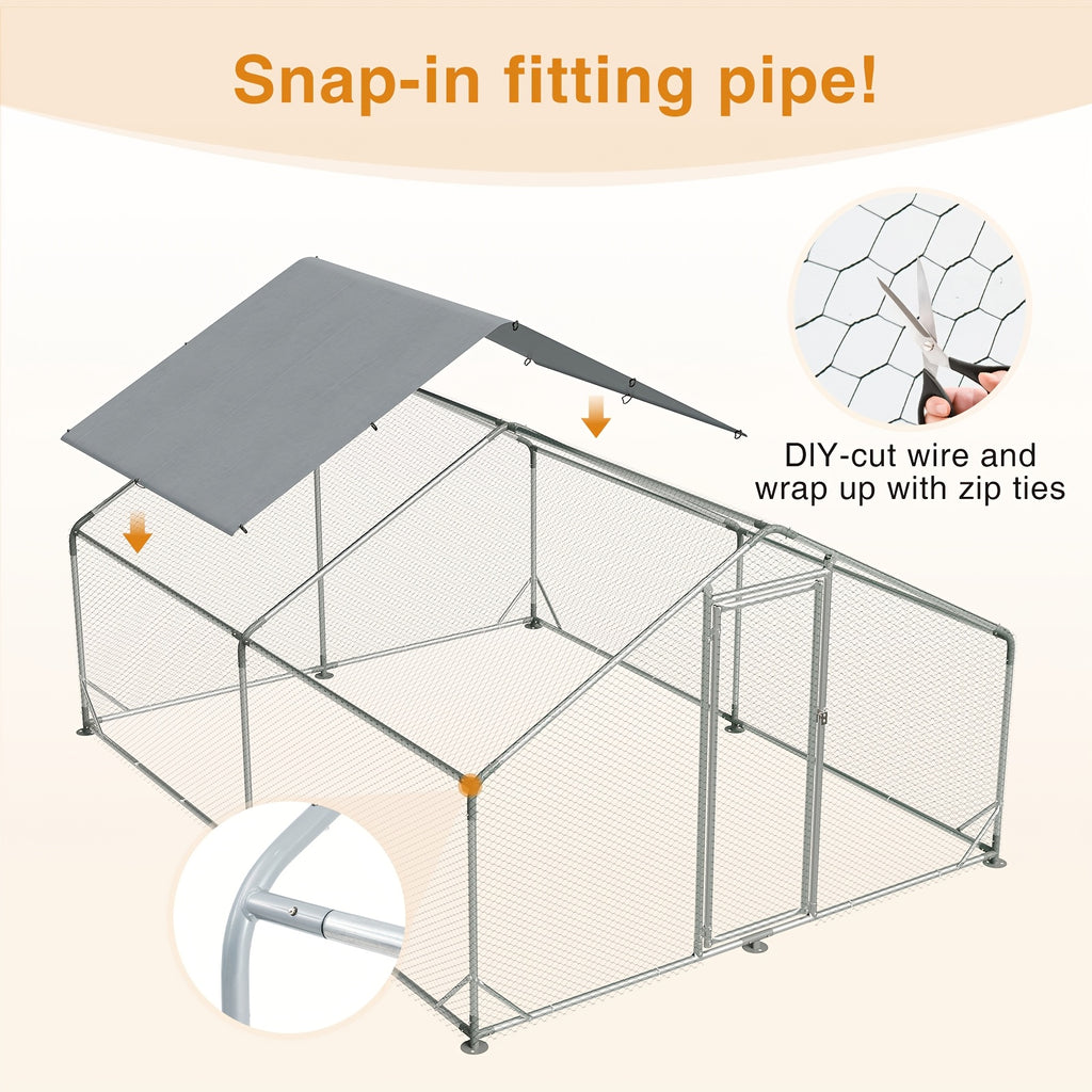 10X13X6.4Ft/10X6.7X6.4Ft Large Metal Chicken Coop with Winter Wrap Cover | Walk-In Chicken Run for Hens/Ducks/Rabbits, All-Weather Poultry Pen with Lock for Outdoor And Backyard, Farm, Duck Rabbit Cage Poultry Pen