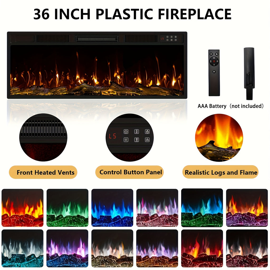 Fireplace TV Stand Entertainment Center with 36" Fireplace, Media TV Console with High Gloss Storage Cabinet And 16 Colors LED Lights, 70" Wooden TV Stand for TVs Up to 80"