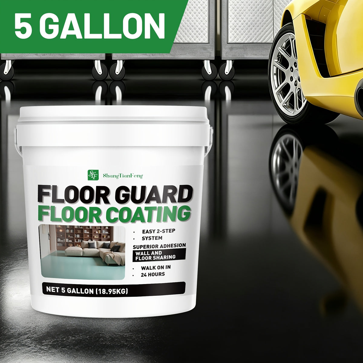 [Epoxy Floor Paint] Epoxy Floor Paint, 5 Gallon For Garage Paint, Waterproof Coating Floor Paint For Garages Basements, Single Component, Scratch Resistant, Ready To Use For Garage Paint, InteriorExterior Concrete Floor Paint For Porches, Interior Walls