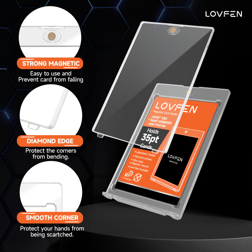 LOVFEN 400ct Magnetic Card Holder for Trading Cards, 35pt One Touch Card Holder, Card Protectors Hard Plastic, Magnetic Card Case for Sports Card, Baseball Card Holders, Display Case for Standard Cards