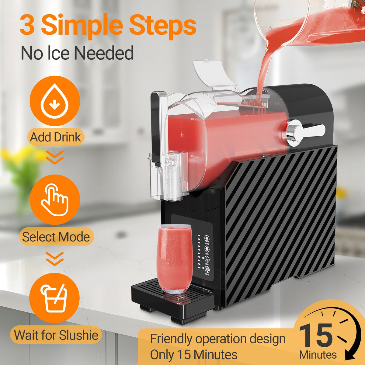 [Slush Maker 85 oz] Slush Maker 85 oz, Frozen Drink Maker for Home with 3 Preset Programs, No Ice Needed, Auto-Clean, LED Display, Quiet Smoothie Maker for Milkshakes, Margaritas, Frappes & More