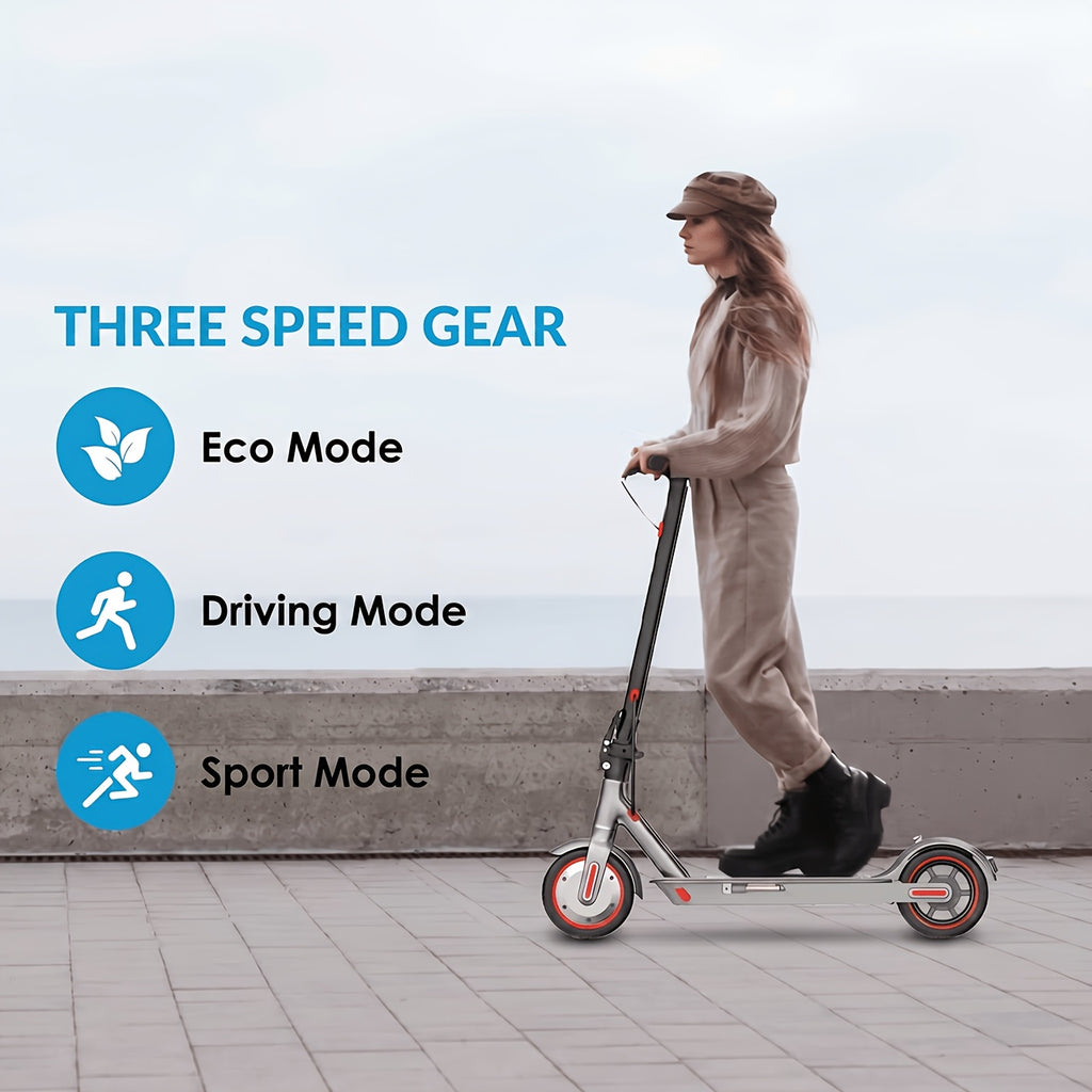 Long-Range Adult Electric Scooter with a Powerful 350W Motor, Top Speed of 19 Mph, Range of Up to 21 Miles, 8.5-Inch Solid Tires, Foldable Commuter Electric Scooter with APP Control, Dual-Brake System, LED Lights, And Portable Folding Design