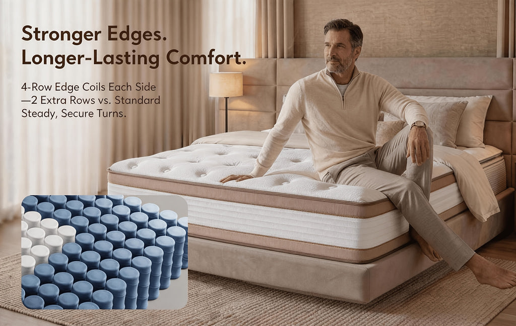 Queen Size 12/14 Inch Mixed Mattress Box - Memory And Spring Bed with Sports Isolation, Medium Hardness, Allergy Resistant Mattress Box Design, No Bedbox/Base Required, Easy to Install (Suitable for Full/Queen/King Sizes)