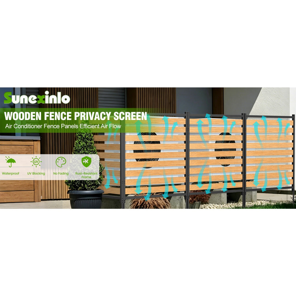 Metal Air Conditioner Fence 2 Panels - 40.27' W x 54.6' H Outdoor Privacy Screen, No Dig Wooden Privacy Screen for AC Unit, Trash Can, Pool Equipment, Yard Garden