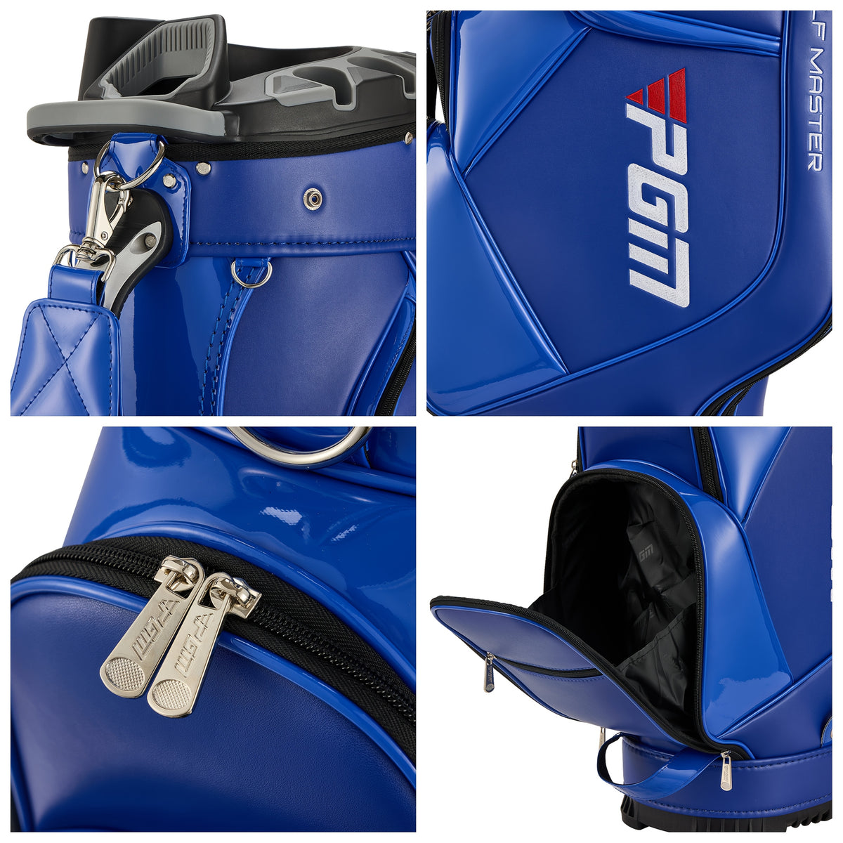 PGM Golf Cart Bag With 14 Way Organizer Divider Top, Premium Cart Bag With Handles And Rain Cover For Men/Blue