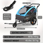 MOJAY Bike Trailer for Kids, 2in 1 Canopy Carrier Converts to Stroller Suitable for 1 to 2 Kids, 12+ Months, Quick Attach to Bike, Foldable, with 5-Point Harness And Storage Bags