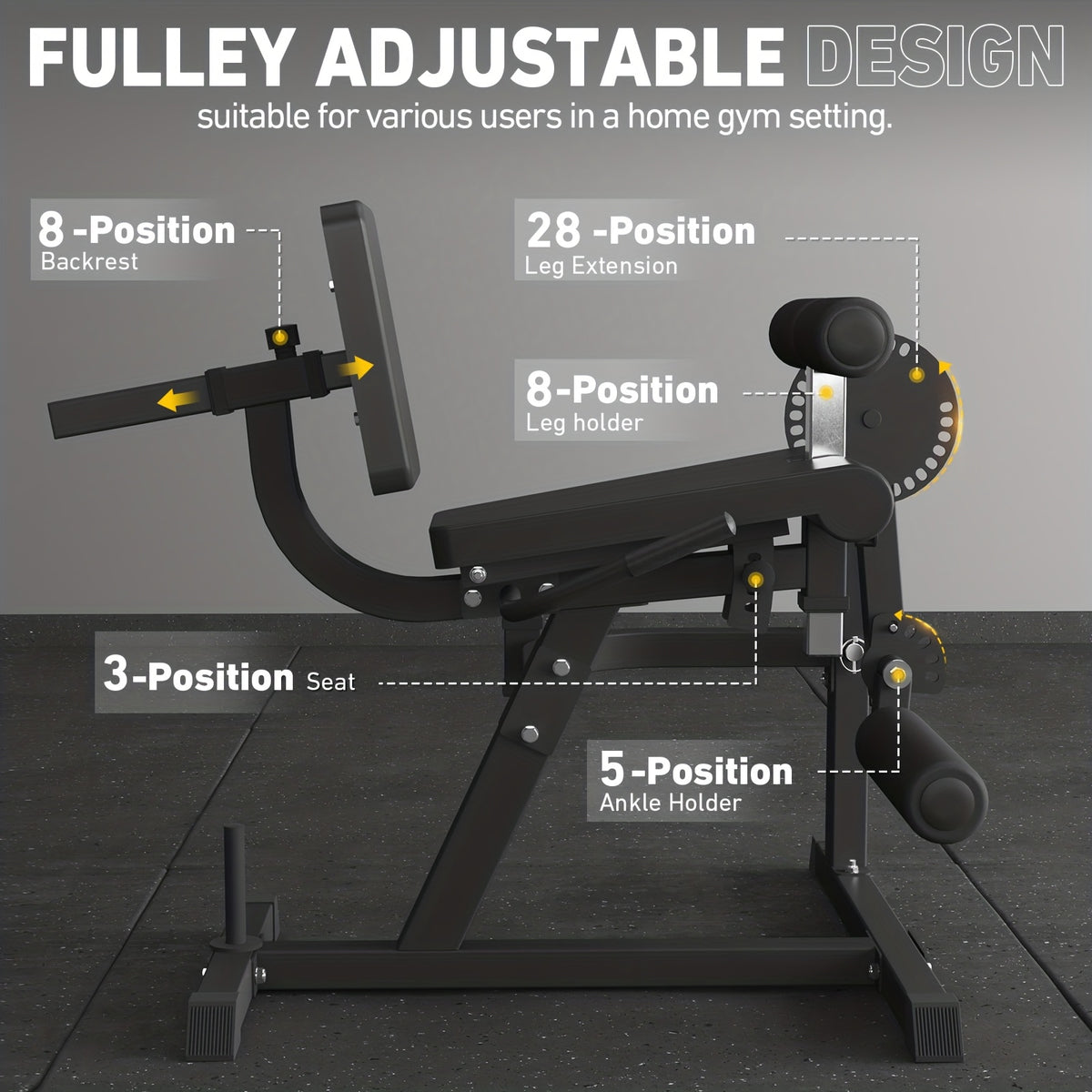 Leg Extension And Curl Machine, Lower Body Special Leg Machine, Leg Rotary Extension for Thigh, Adjustable Leg Exercise Bench with Plate Loaded
