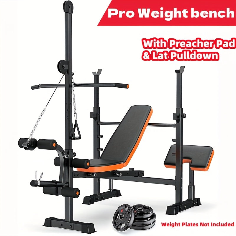 Adjustable Weight Bench Set, 16-in-1 Home Strength Station with Leg Developer and Lat Pulldown