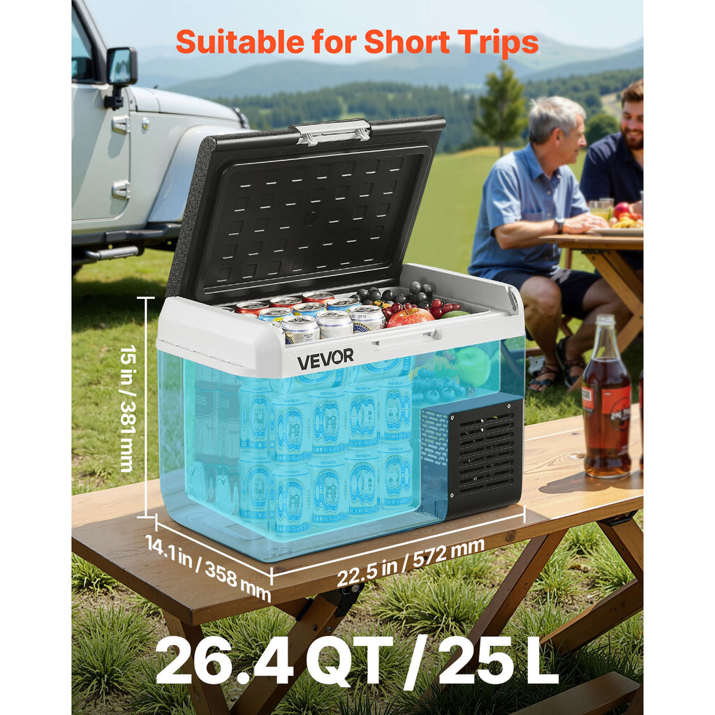 VEVOR 12 Volt Car Refrigerator Portable Freezer 31.7QT Electric Cooler for Camping 25L/30L/40L/50L