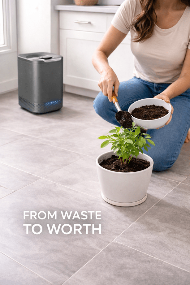 NAGUALEP Smart Waste Kitchen Composter – Electric Countertop Compost Bin, 2.5L, Stainless Steel