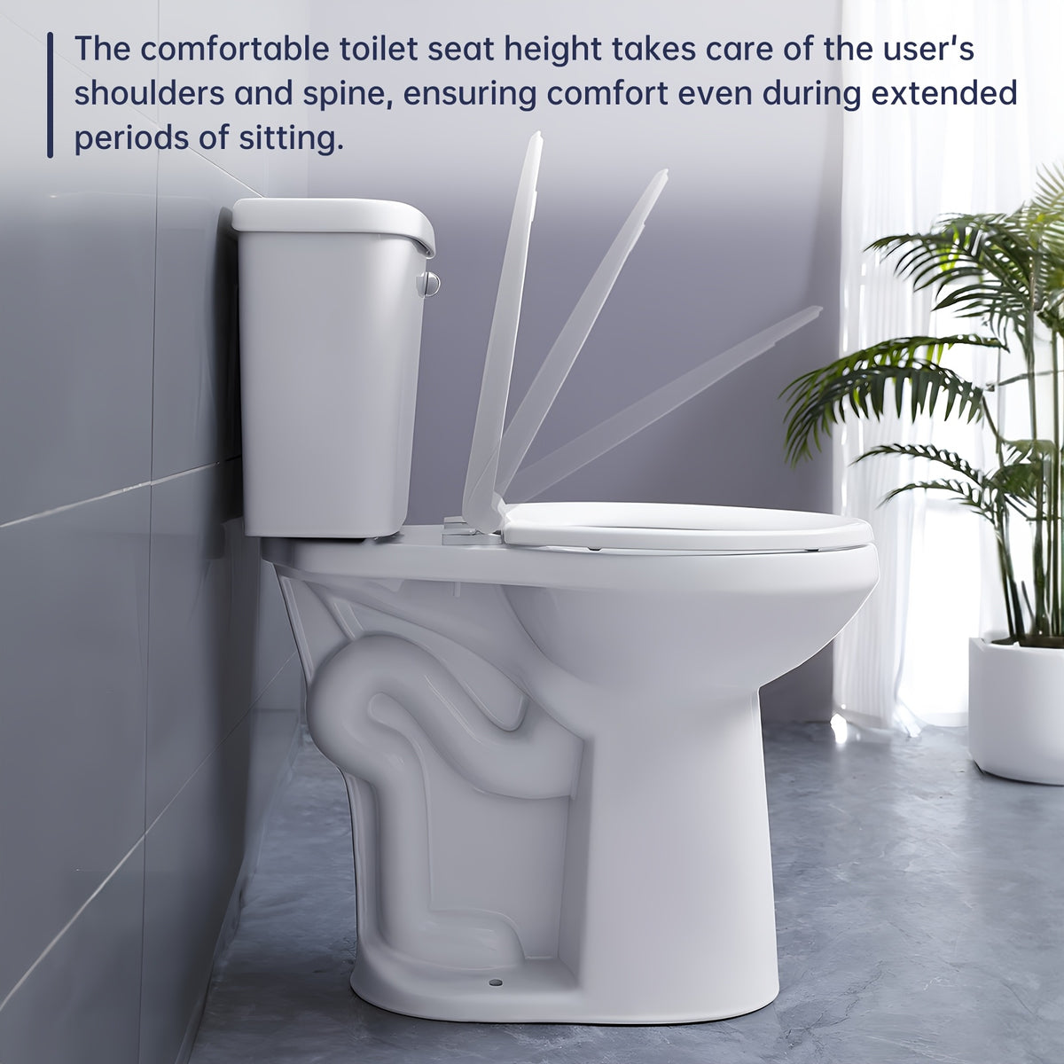21'' Extra Tall Elongated Toilet With Comfort Chair-Height Seat, 1.28 GPF Powerful Single Flush, 12'' Rough-In, Ideal For Seniors & Tall Individuals
