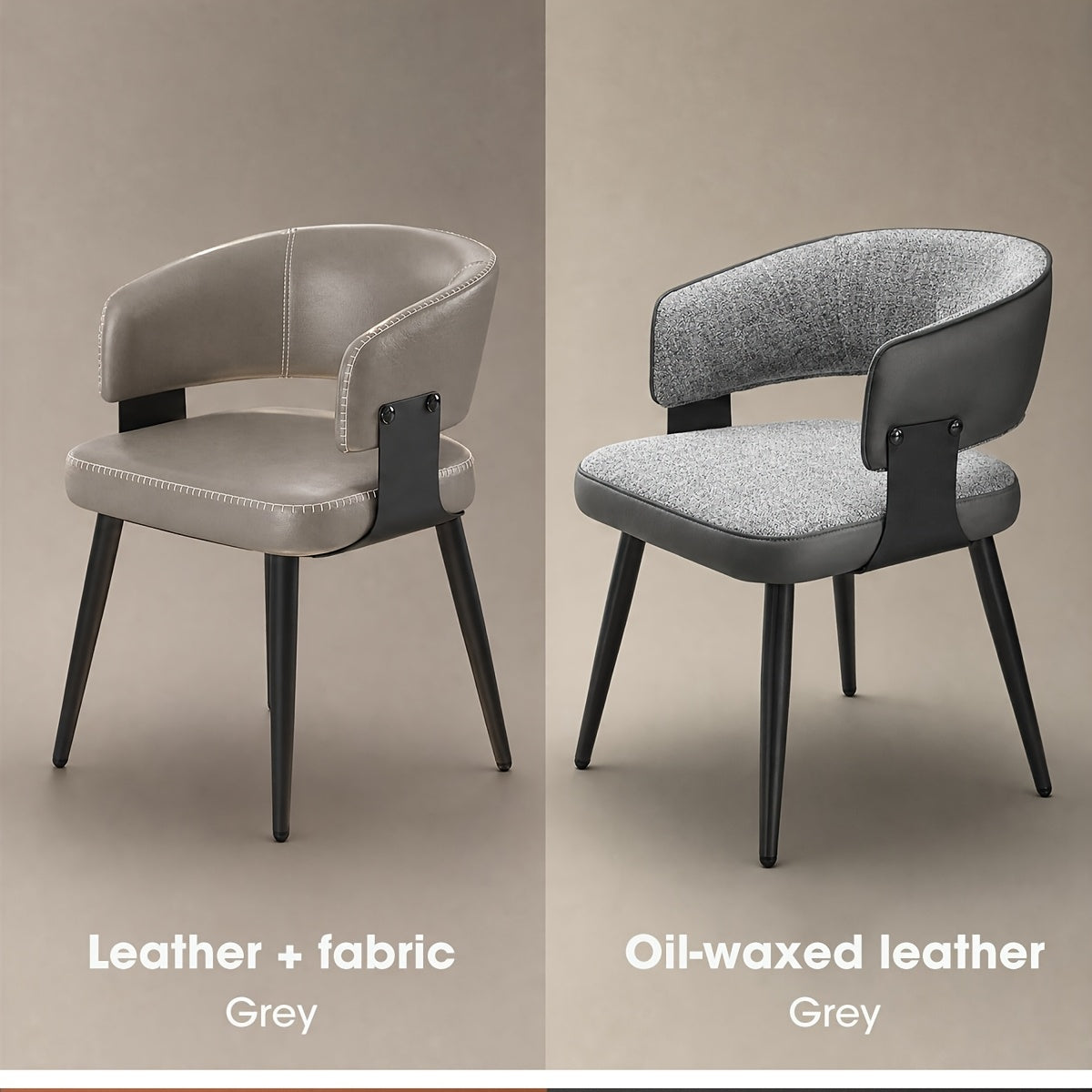 Modern Dining Chairs Set Of 2, Upholstered Faux Leather Kitchen Side Chairs with Curved Open Back, Easy Assembly for Dining Room, Restaurant, Cafe, Warm