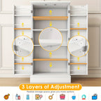47 Inches Pantry Cabinet, Kitchen Pantry Cabinet with Adjustable Shelves, Freestanding Kitchen Pantry Storage Cabinet, Buffet Cupboards Sideboard for Kitchen, Living Room And Dinning Room