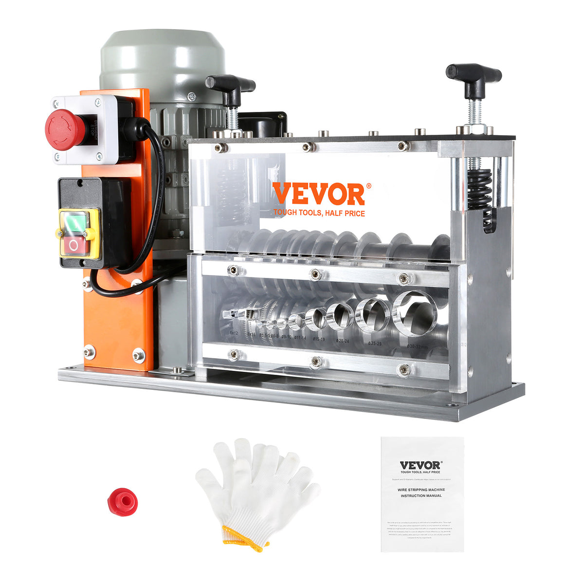 VEVOR Electric Wire Stripping Machine, 0.06''-1.26'' Automatic Wire Stripper Machine, 750 W, 98 ft/min Wire Stripper with Visible Stripping Depth Reference, 10 Channels Electric Wire Stripper