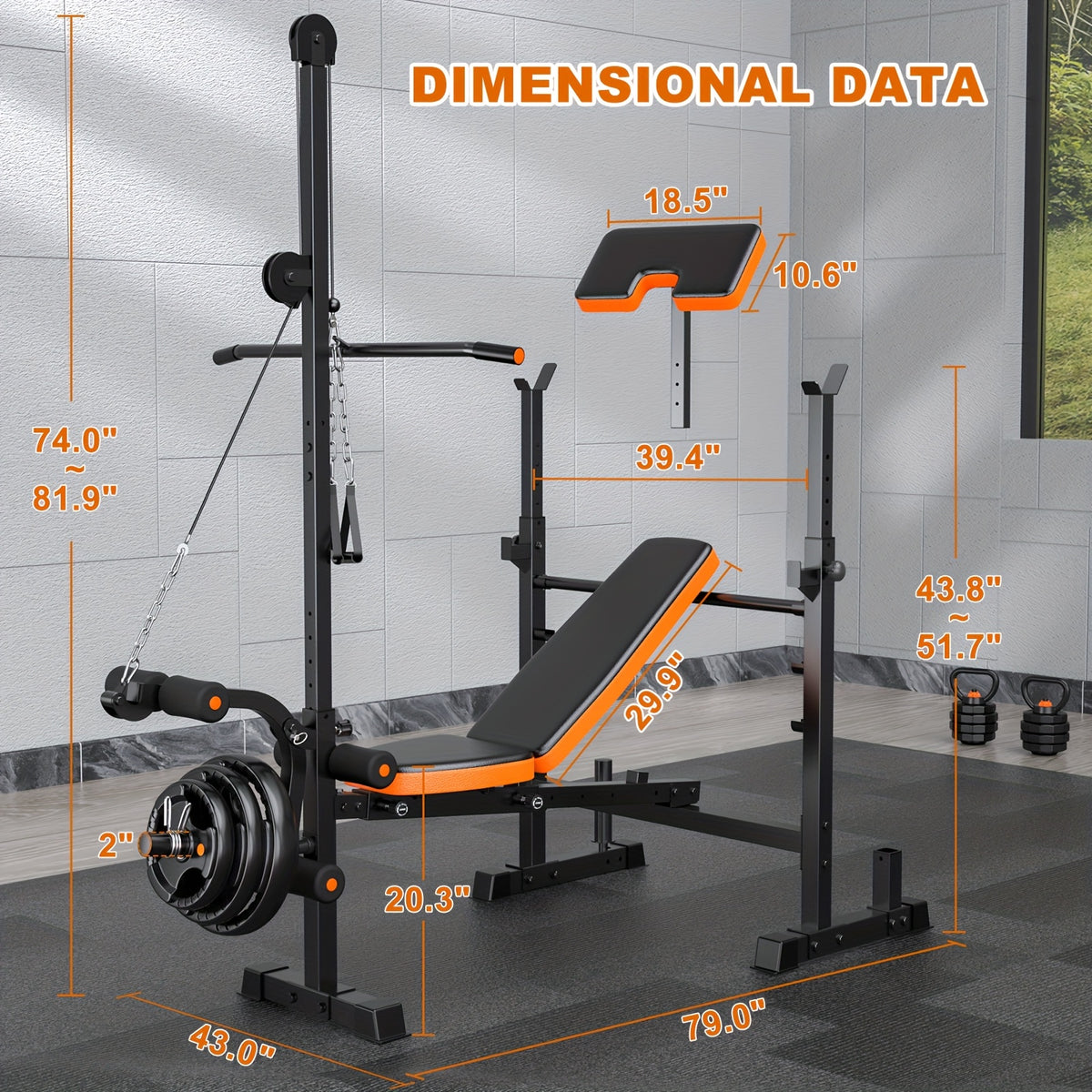 16-In-1 Adjustable And Multifunctional Weight Bench Set, 880Lbs Heavy Duty Strength Training Bench with Leg Developer, Barbell Rack, Preacher Curl Pad And Lat Pulldown for Full Body Workout at Home