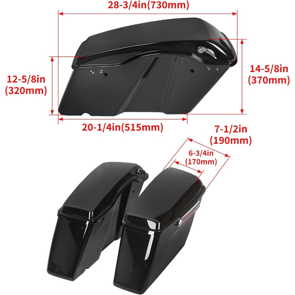 Hard Saddle Bags Trunk W/Lid & Latch Key Compatible With 1993-2013 for Touring Models FLT, FLHT, FLHTCU, FLHRC, Road King, Road Glide, Street Glide, Electra Glide, Ultra-Classic
