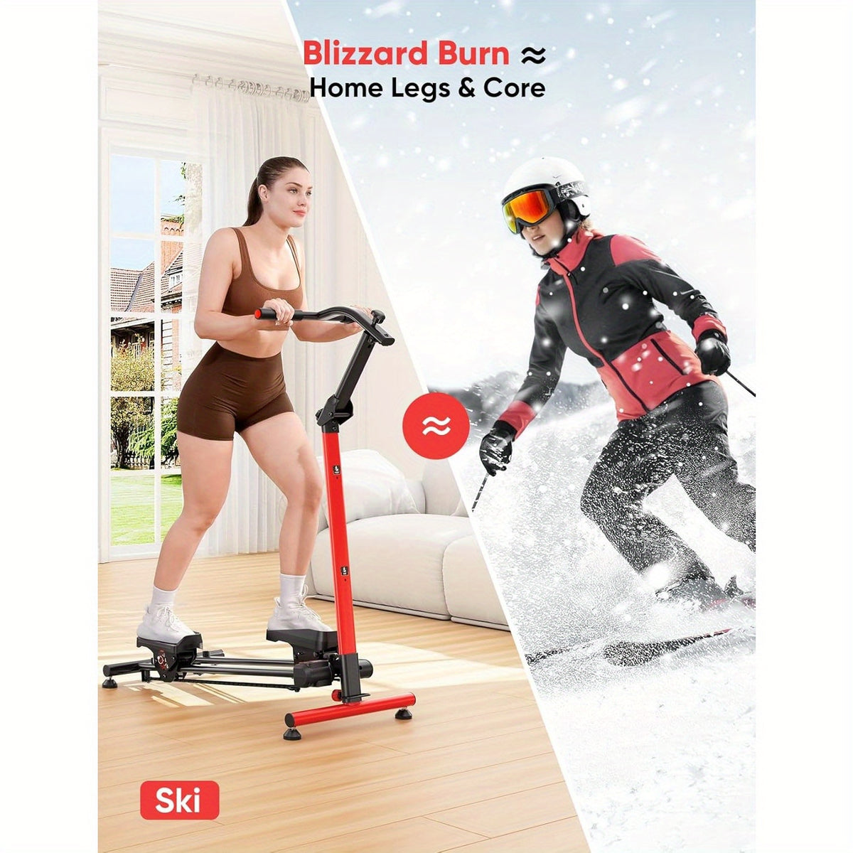Adjustable Stair Stepper for Home with 3 Workout Modes, Folding Stair Climber with Ski Simulation & Oversized Pedals, 660LBS Capacity Step Machine with Handlebar, 90% Pre-Assembled Fitness Equipment, Without Battery