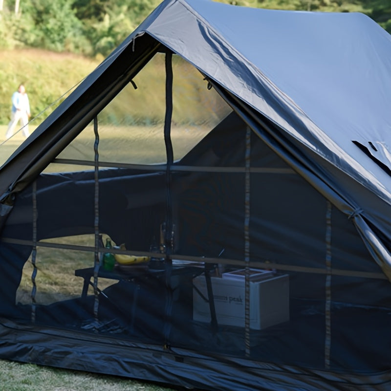 4-6 Person Inflatable Camping Tent - Easy-To-Set-Up Family Outdoor Tent with Sunshade, Windproof, Heat Insulation, And Mosquito Protection. High-Quality Design, Suitable for All Seasons, Includes Storage Bag, Air Conditioning Vent, And Chimney