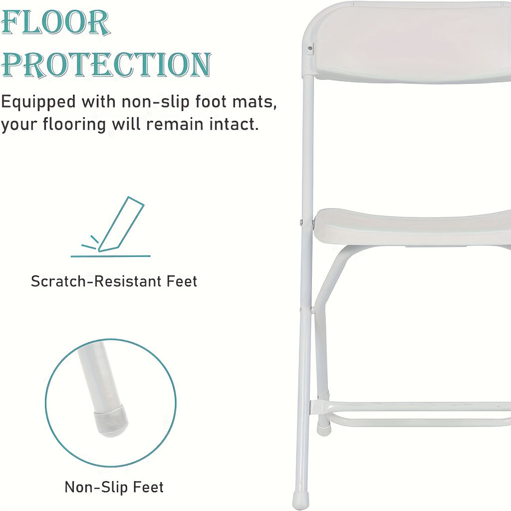 10-Pack White Plastic Folding Chairs, Steel Frame 500LB High Capacity Event Chair Commercial Chairs, Lightweight Portable Plastic Chair for Parties And Weddings, Stackable Commercial Event Seats