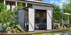 Outdoor Storage Shed, 4 x 8 Ft—Lockable Triple-Door Access and a Sloped Roof for Tools, Bikes and Patio Gear