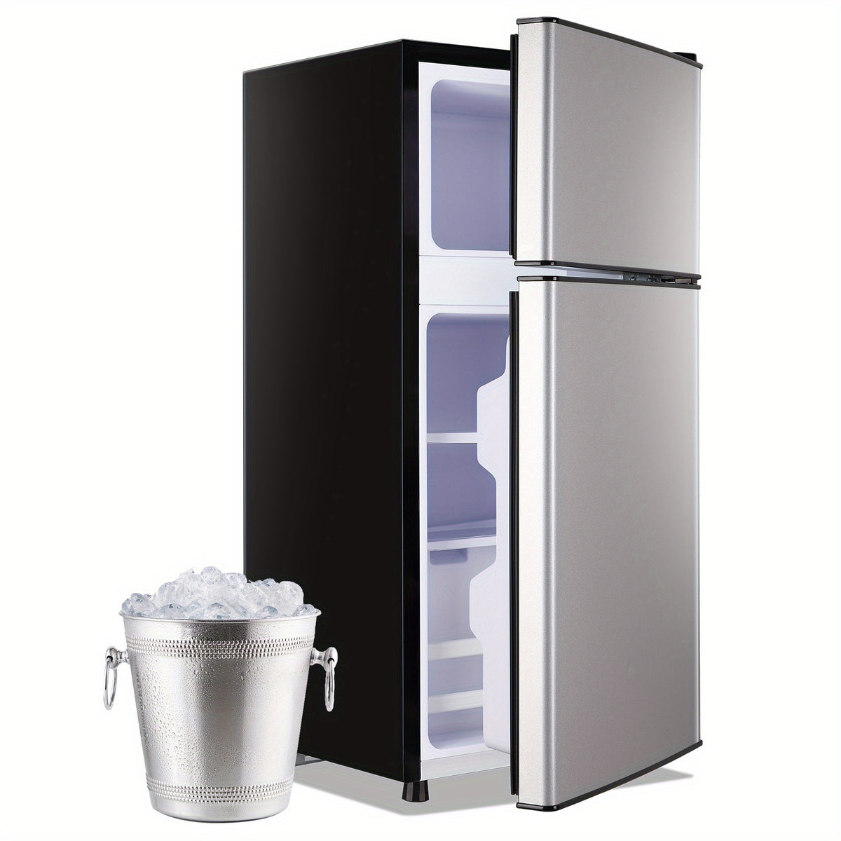 2.4 CU.FT. Mini Fridge with Freezer, Personal Refrigerator, Small Size Refrigerator with 7 Level Adjustable Temperature and Double Door
