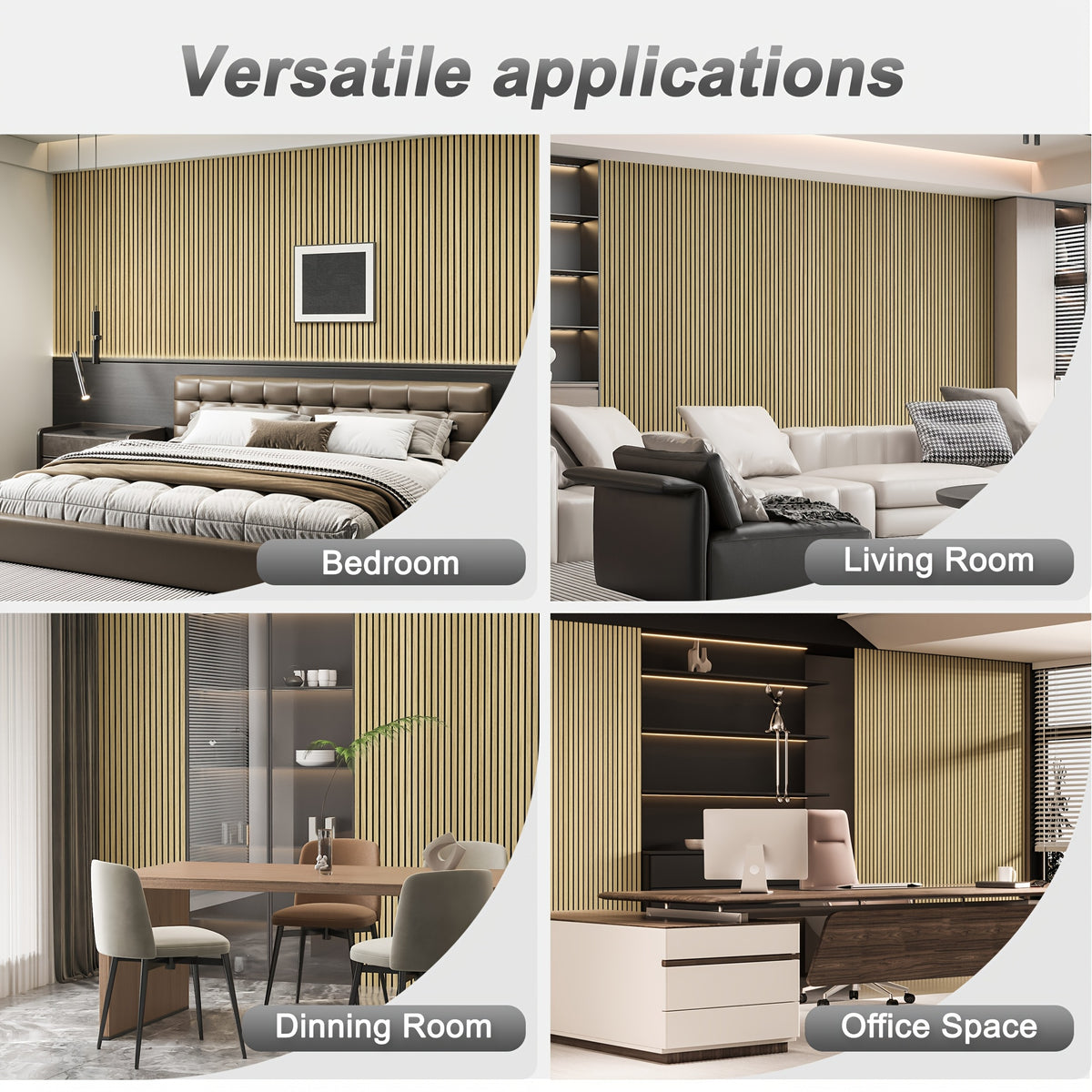 [Wall Panels Decor] 4-Pack 93" X 12" Wall Panels For Interior Wall Decor, Wood Panels For Wall And Ceiling, 3D Wood Slat Wall Panel/Fluted Sound-Absorbing Panel, With Screws