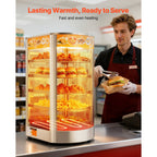 VEVOR 3-Tier/5-Tier Commercial Food Warmer Display, 14inch/15 inch 800W Food Display Warmer with LED Light, Adjustable Shelf and Stainless Steel Frame, 86℉~185℉ Air Heating, 34L for Hamburger, Pizza, Bread, Fried Chicken