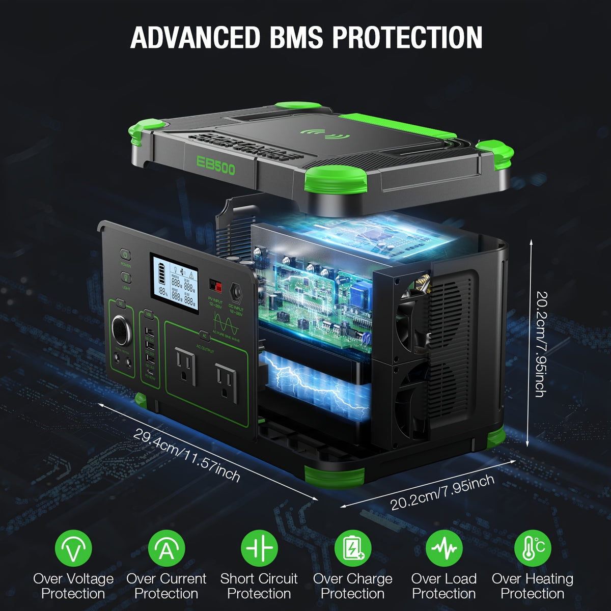 519.48Wh Power Station with 100W Solar Panel/500W Portable Power Station, Solar Generator 519.48Wh, ABS Material Powerstation with Dual DC Output, PD 60W USB-C Fast Charging, Supply for Home Backup, Emergencies, Camping, And Outdoor Adventures