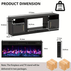 Fireplace TV Stand for Up to 80-Inch TVs with 36-Inch Fireplace, Modern Entertainment Center for Living Rooms