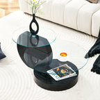 Glass Coffee Table for Small Spaces with Three-Tier Storage and a Clear Tempered Glass Top