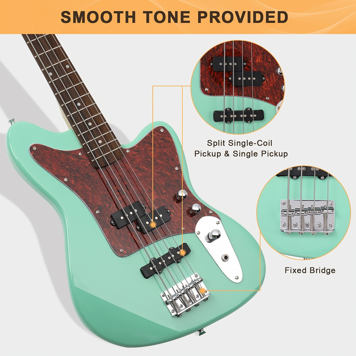 Glarry 4-String Electric Bass Guitar Kit, with Red Pearl Guard Board, Full Size Bass Guitar Kit with 20W AMP, Tuner, Bag And Additions, for Beginner, Bass Musician, Christmas/Festival/Birthday Gift