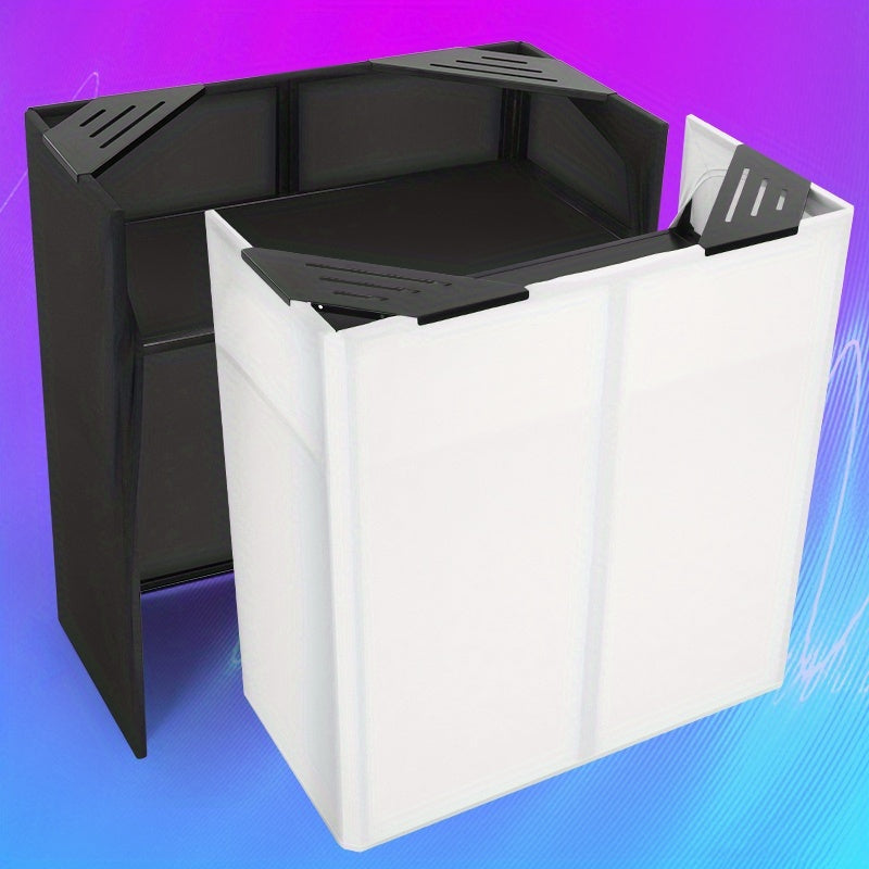 [Portable DJ Stand] Portable DJ Stand - 44 X 41 X 21 Inch Foldable Table With Black And White Gauze | Metal Frame And Padded Carrying Case For Events, Exhibitions, And DJ Sets