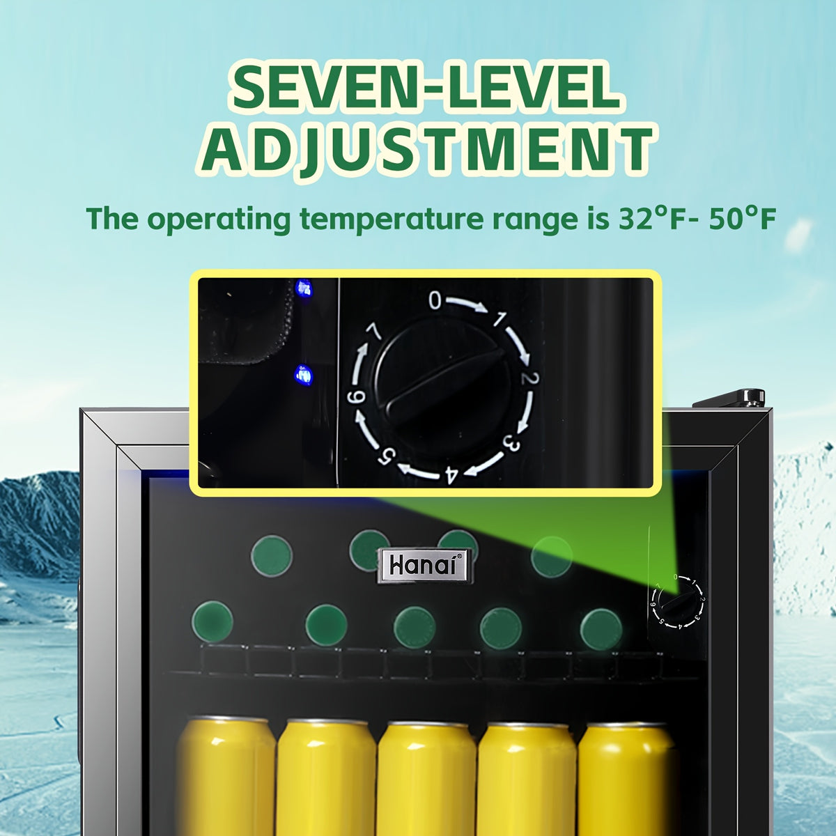 WANAI 3.5 Cu.Ft. Mini Beverage Fridge for Wine, 150 Can Small Wine Cooler for Home and Bar, Electronic Temperature Knob Control