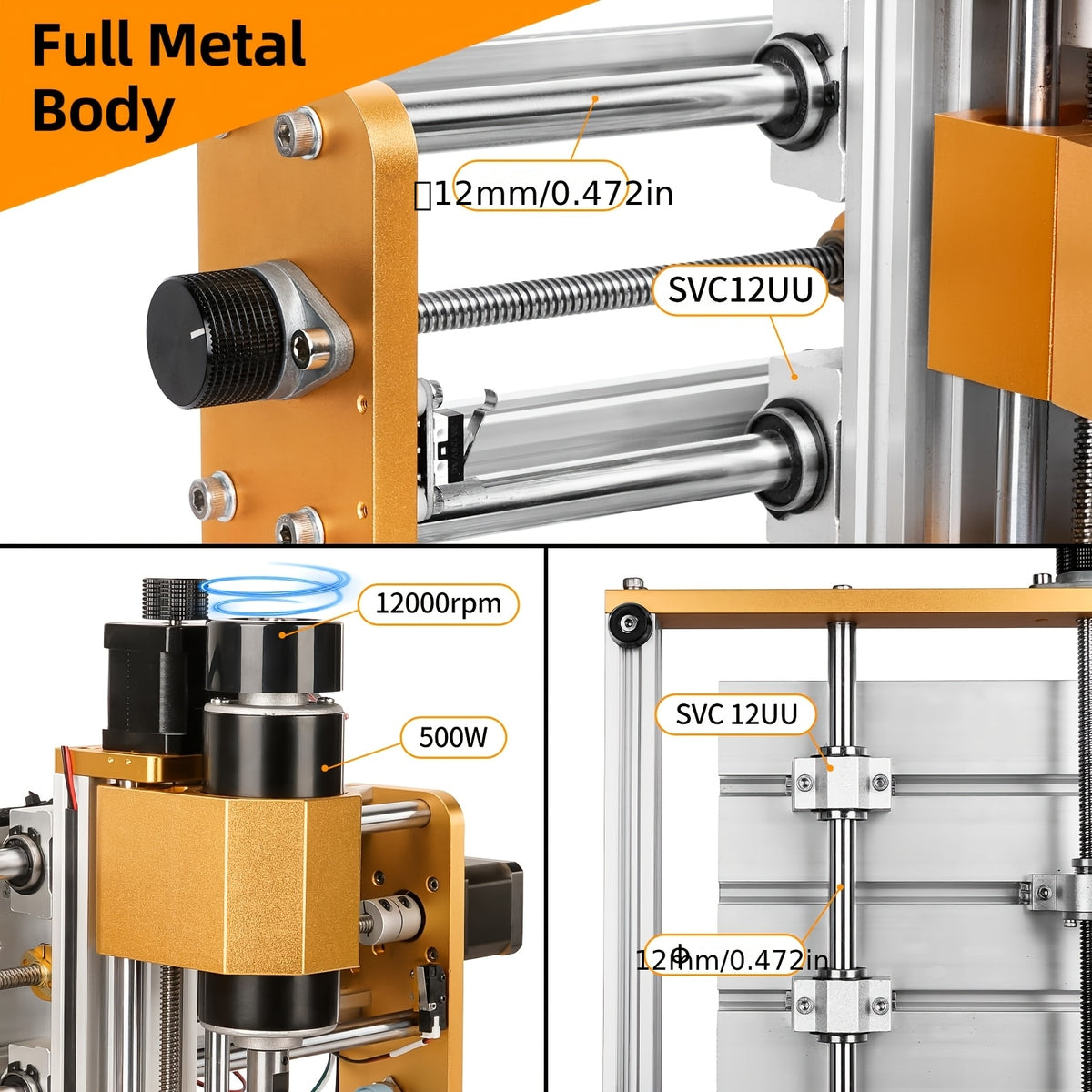 LUNYEE 500W All Metal CNC Machine, 3018 Pro Max CNC Wood Router Machine, 3-Axis Metal Milling Machine for Cutting Wood, Acrylic, PCB Plastic, Working Area: 300 X 180 X 80mm