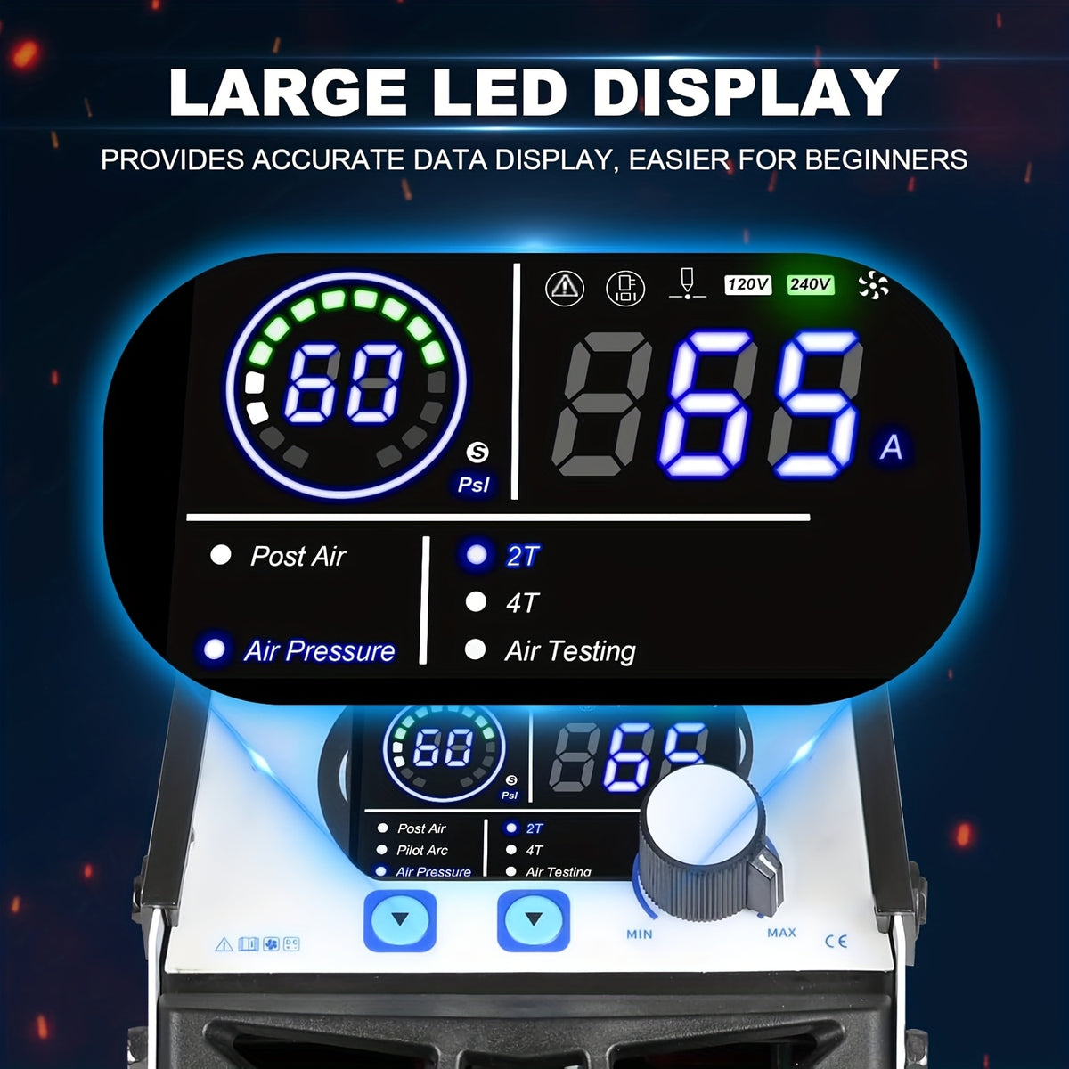 FLARING FC650D PLUS Plasma Cutter 65 AMP Touch Arc Plasma Cutter Machine 120/240V Dual Voltage, Digital Display, High Frequency IGBT Inverter, Post Air/2T/4T, 5/8" Clean Cut with Consumable