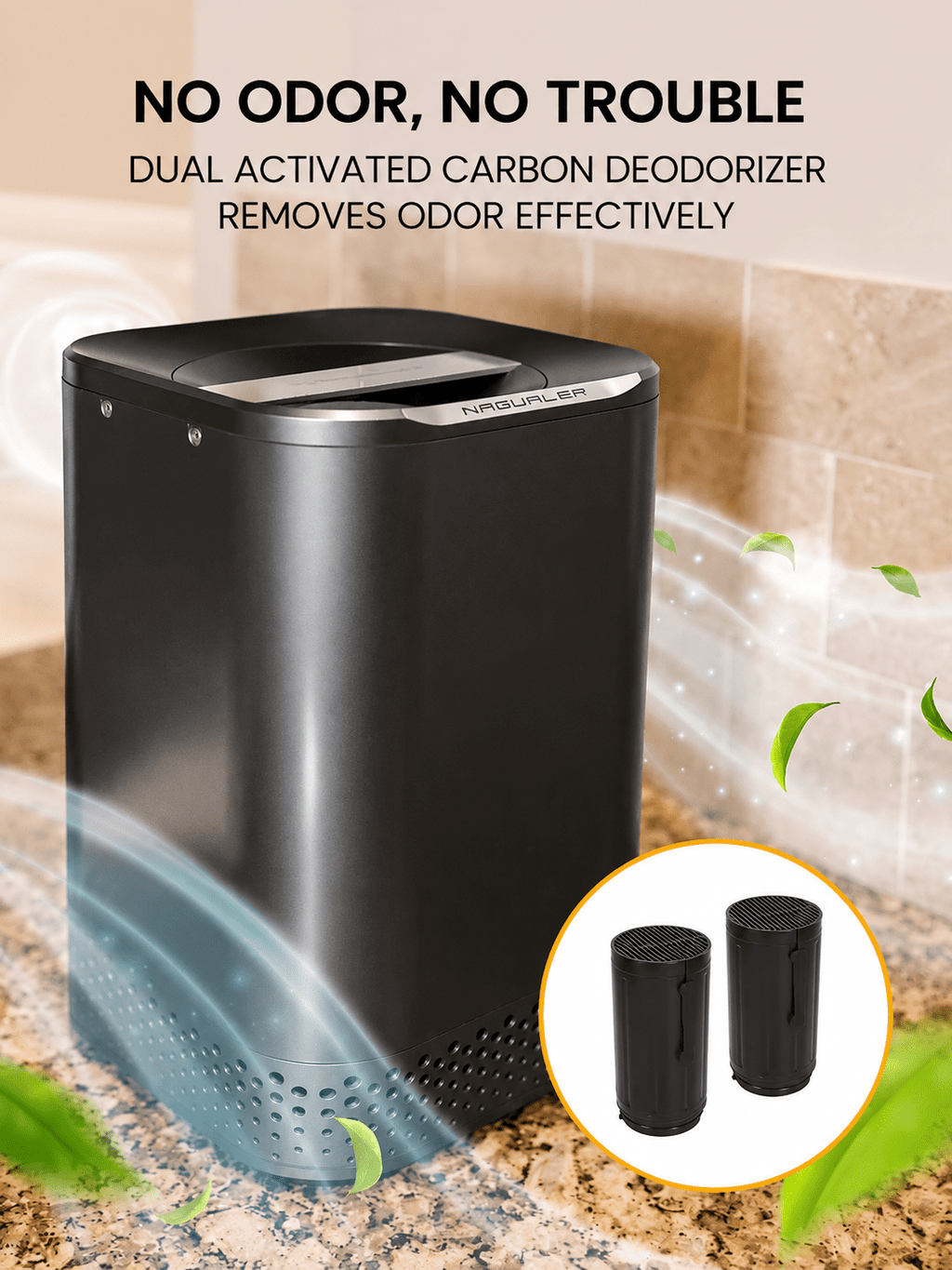 Smart Kitchen Electric Waste Composter, 2.5L Auto Food Cycler, Single Button, Grind Dry Kitchen Waste, 2X Drying- Electric Countertop Compost Bin (Stainless Steel)