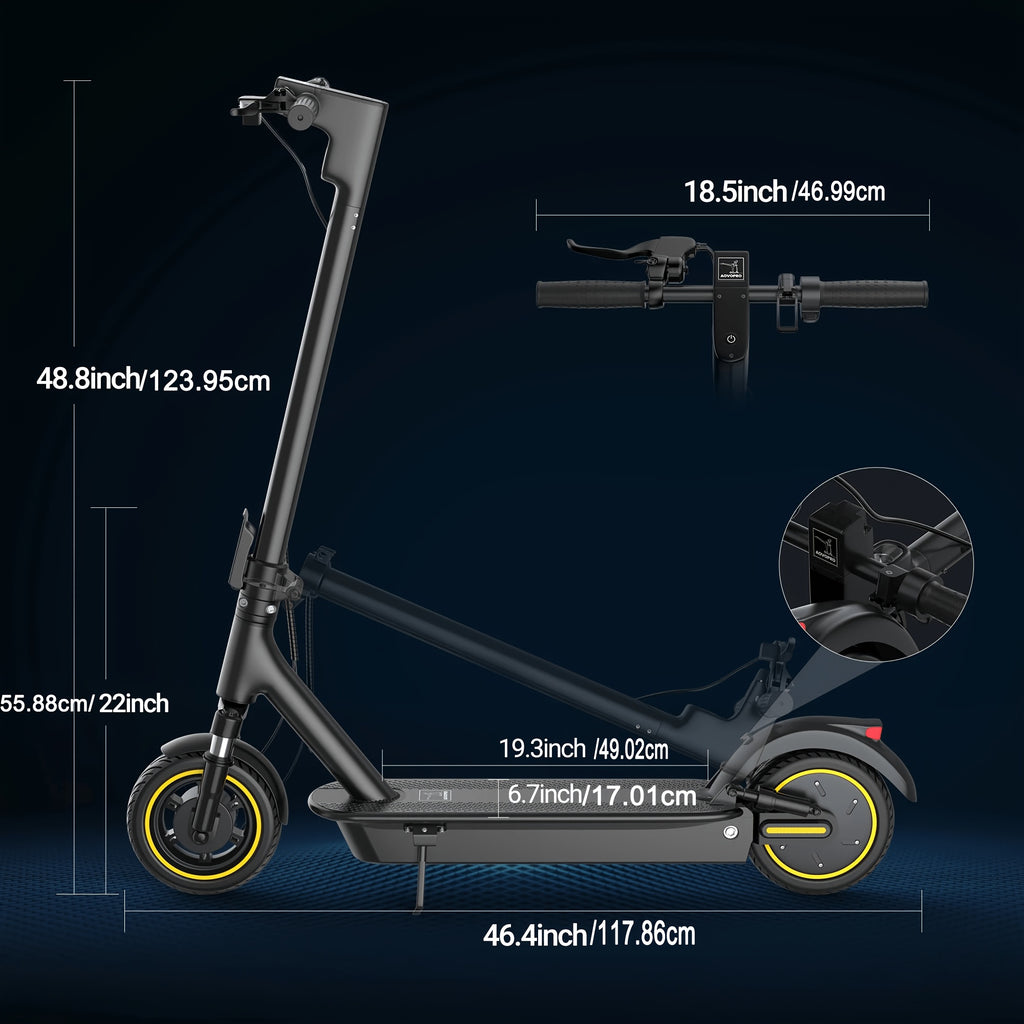 [Electric Scooter] AOVOPRO Folding Adult Electric Scooter, 500W Brushless Motor, 10" Tires, 3-Speed Settings, 21-28 Miles Range, Dual Suspension Dual Shock Absorption And Smart APP Control, Installed Safety Bell, 350 LBS Max Load