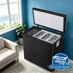 [Large Chest Freezer] Chest Deep Freezer, Large Freestanding Chest Freezer With 7 Level Adjustable Thermostat, Compact Top-Opening Deep Freezer With Removable Storage Baskets, Black