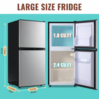 WANAI Double Door Small Refrigerator with Freezer, 3.5/4.5/5.0 Cu.Ft Small Fridge with 7 Level Adjustable Thermostat & Removable Shelves, Mini Refrigerator for Kitchen Apartment And Office, Silvery
