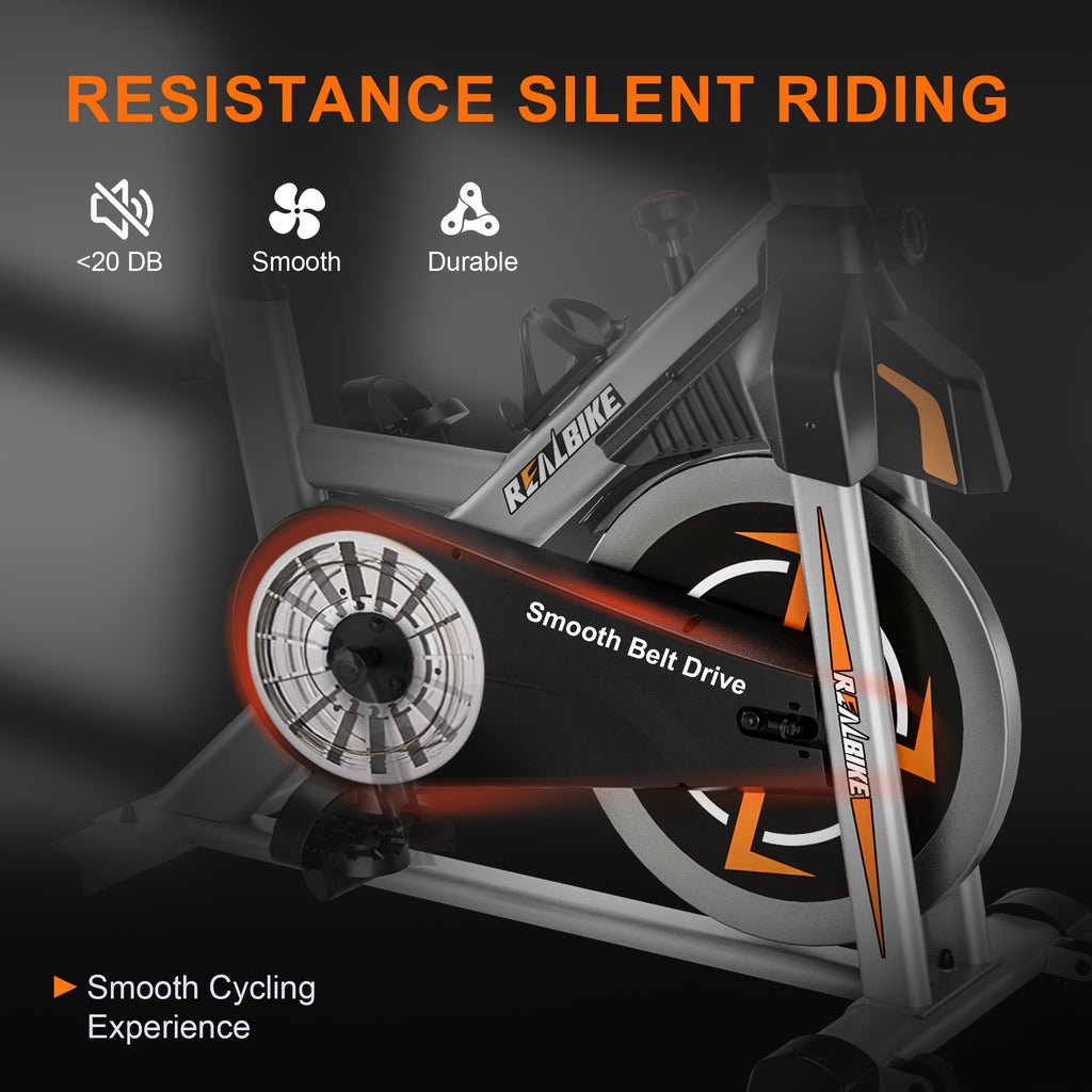 Silent Home Exercise Bike, 330 Lbs Weight Capacity, Indoor Fitness Bicycle with Tablet Holder and Display, Adjustable Resistance Cardio Trainer, Home Fitness Equipment