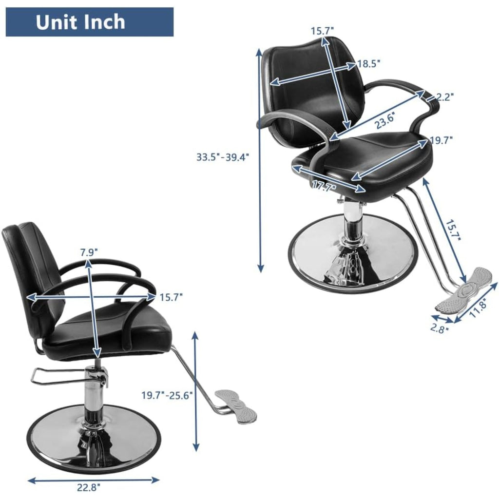 High-Quality Hydraulic Barber Chair with a 6-Inch Adjustable Seat Height, 360-Degree Rotating Salon Chair, Capable of Supporting Up to 330 Pounds, Suitable for Male And Female Hairstylists, Heavy-Duty Hydraulic Salon Chair in Black