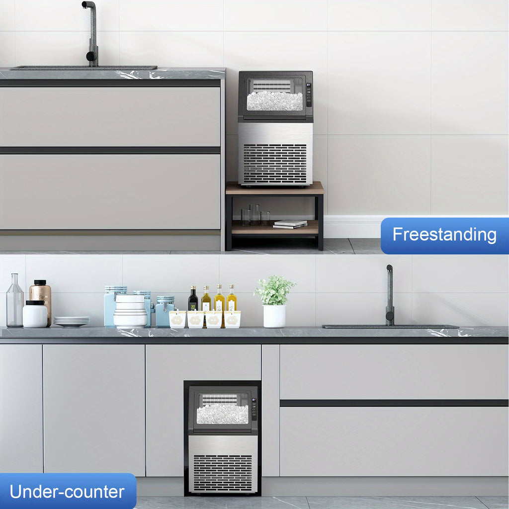 Large Ice Maker, 66Lbs/ 80Lbs/ 100Lbs Commercial Ice Maker, 24 Hour Timer, Self Cleaning Under Ice Machine, Automatic Full Ice Stop, Adjustable Ice Thickness And Ice Making Time, Suitable for Restaurants, Hospitals, Bars, Cafes, Laboratories